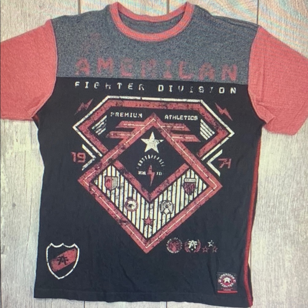 American Fighter Red and Black Short Sleeve Tee